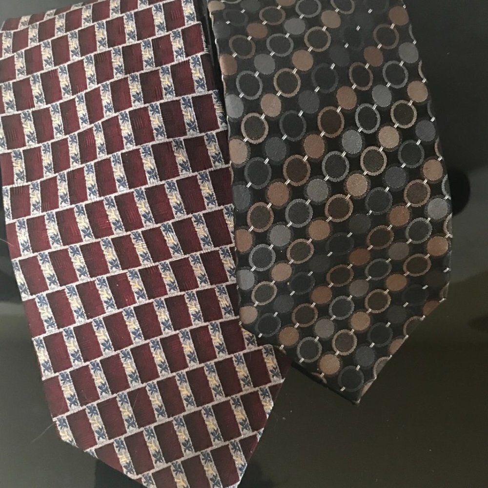 Kenneth Cole Tie Geometric Abstract Black Silver Blue Mens Mans Red Brown Black